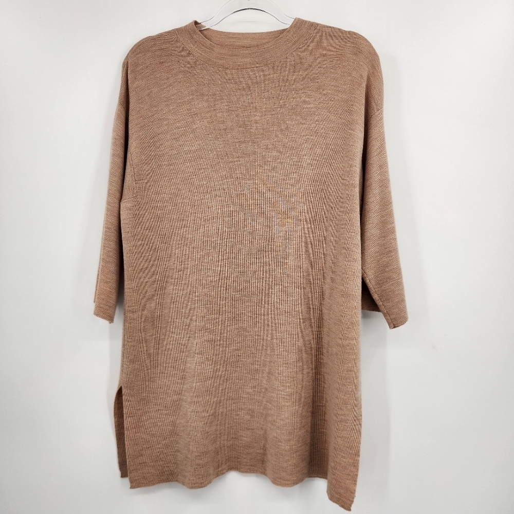 Eileen Fisher Crewneck Lightweight Swester Tunic Top Womens Size XL Tan - Picture 10 of 10